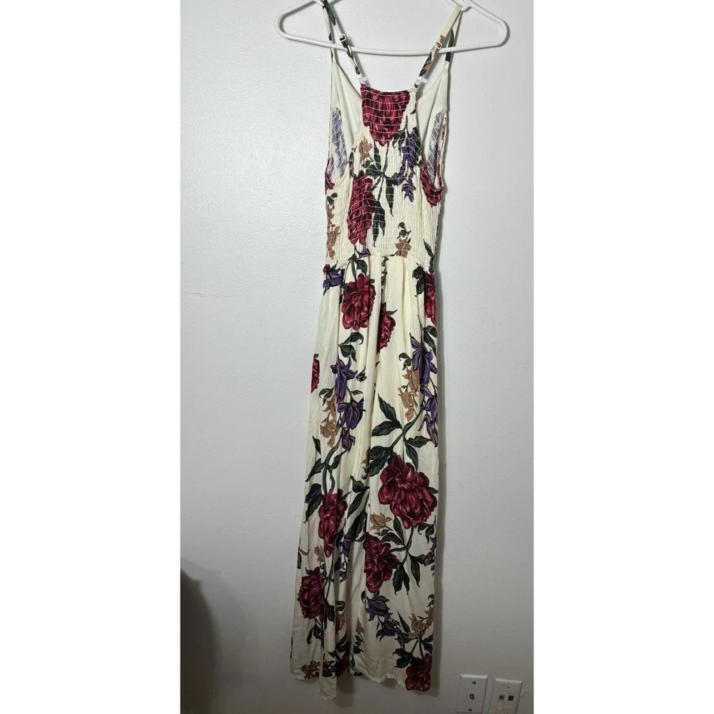 kaileigh Maxi Dress Sz Small Floral Boho Smocked Back Cottage Rayon‎